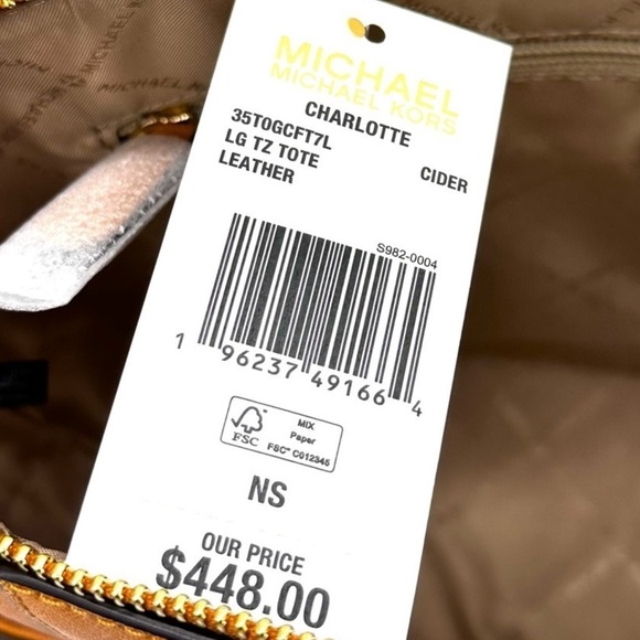 Michael Kors Large Charlotte Tote Bag Cider - Picture 12 of 12